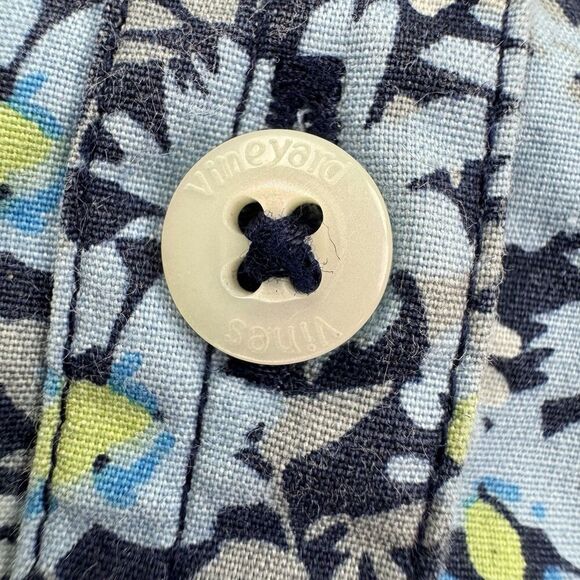 Vineyard Vines Women’s Puff Sleeve Button Front Blue Floral Blouse Size Medium - Picture 5 of 9